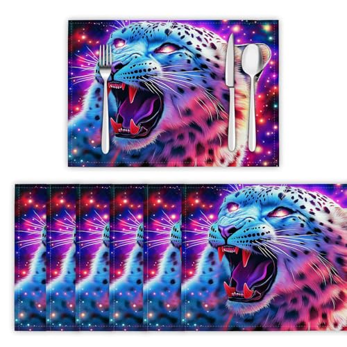 Platzset Neon Leopard Horror Tiere,Tischsets Abwaschbar 8 er Set,Platzdeckchen PVC rutschfest Hitzebeständig,Tisch-Matten für Esstisch Antifouling und Leicht zu Reinigen Platzset Neon Leopard Horror Tiere,Tischsets Abwaschbar 8 er Set,Platzdeckchen PVC rutschfest Hitzebeständig,Tisch-Matten für Esstisch Antifouling und Leicht zu Reinigen von Generic