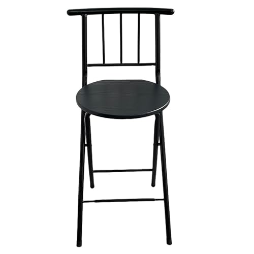 Platzsparender Klappbarer Barhocker mit Rückenlehne, Tragbarer Hoher Faltbarer Stuhl mit Metallgestell für Küche Laden Zuhause Büro(Black) von Generic
