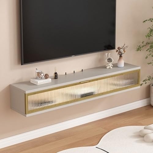 Platzsparender Schwebender TV-Schrank,TV-Hängeschrank mit Stauraum,TV-Ständer Mit Stauraum Unter Dem Fernseher,Moderner TV Schrank Hängend(02,31.5"(80cm)) von Generic