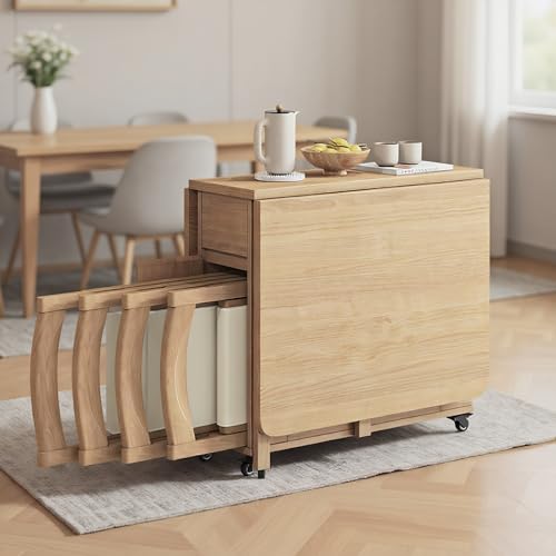 Platzsparendes, klappbares Esstisch- und Stuhlset aus Massivholz, kein Zusammenbau erforderlich, perfekt for kleine Räume Platzsparendes, klappbares Esstisch- und Stuhlset aus Massivholz, kein Zusammenbau erforderlich, perfekt for kleine Räume von Generic