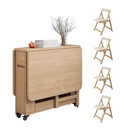 Platzsparendes Klappbares Esstisch-Set Mit 4 Stühlen Und Aufbewahrungsschublade, Klapptisch Und Stühle-Set for Küche Und Esszimmer Platzsparendes Klappbares Esstisch-Set Mit 4 Stühlen Und Aufbewahrungsschublade, Klapptisch Und Stühle-Set for Küche Und Esszimmer von Generic