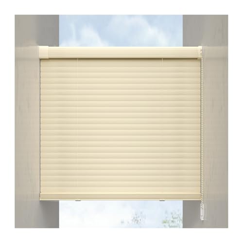 Plissee Ohne Bohren Anpassbare Sonnenschutz Verdunkelungsrollo Lichtschutz Hitzeschutz Sichtschutz Horizontal Faltrollo für Wohnzimmer Fenster Tür(Yellow,1.2X1.4M) von Generic