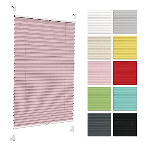 Plissee ohne Bohren 30 cm x 120 cm - Rosa - Plissee klemmfix, Rollos für Fenster ohne Bohren, Jalousien Fenster für innen, Raffrollo, Fenster plissee von Generic