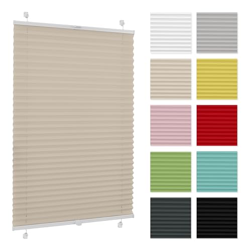 Plissee ohne Bohren 35 cm x 50 cm - Beige - Plissee klemmfix, Rollos für Fenster ohne Bohren, Jalousien Fenster für innen, Raffrollo, Fenster plissee Plissee ohne Bohren 35 cm x 50 cm - Beige - Plissee klemmfix, Rollos für Fenster ohne Bohren, Jalousien Fenster für innen, Raffrollo, Fenster plissee von Generic