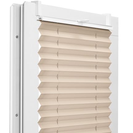 Fenster DEKOR - Plissee Klemmfix ohne Bohren Breite 100 cm x Höhe 230 cm - Fenster Plissees innen Milchkaffee - Faltrollo blickdicht - Faltrollos einfach zu montieren - Blissett Rollo von Fenster DEKOR