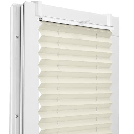 Fenster DEKOR - Plissee Klemmfix ohne Bohren Breite 70 cm x Höhe 180 cm - Fenster Plissees innen Ecru - Faltrollo blickdicht - Faltrollos einfach zu montieren - Blissett Rollo von Fenster DEKOR