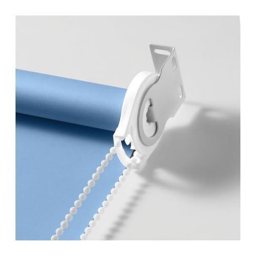 Plissee zum Bohren, Blickdicht Horizontal Verdunkelungsrollo, Grau Thermo Sonnenschutz Seitenzugrollo für Innen Wohnzimmer Balkon Gardine Fenster(Light Blue,150X200CM) von Generic