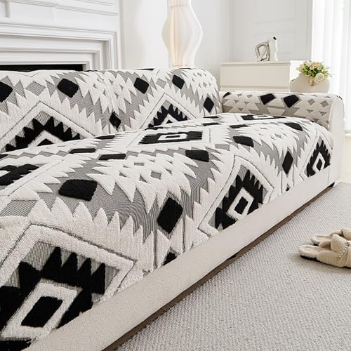 Plüsch-Sofakissen Sofabezug, Sofaüberwürfe Für Alle Jahreszeiten Sofaschoner Waschbare Möbelschutzdecke(Black,110x210cm) von Generic