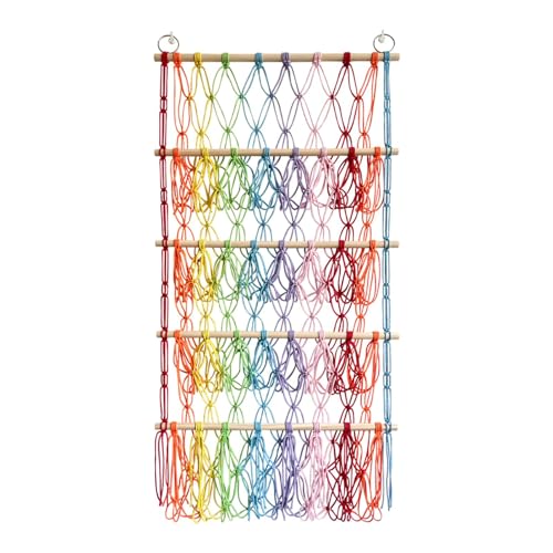 Plüschtier-Wandhalter – Boho-Aufbewahrungsnetz mit 4 Ebenen zum Aufhängen – Makramee Wandhalterung, Boho Hängematte, Höhenverstellbare Hängematte für Schlafzimmer und Kinderzimmer von Generic