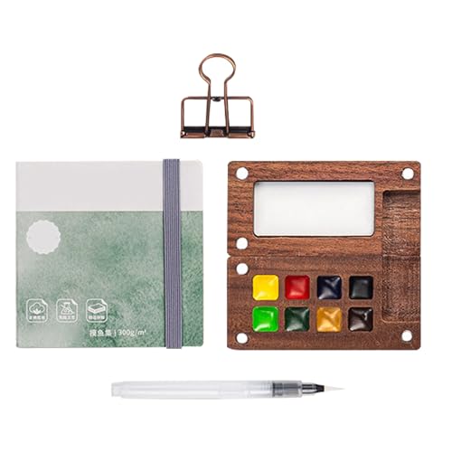 Pocket Watercolor Travel Set – Kompaktes Malset mit Palette und Skizzenbuch, 8 Ordner und Werkzeugen für Malereien, tragbar, mit Luft Pocket Watercolor Travel Set – Kompaktes Malset mit Palette und Skizzenbuch, 8 Ordner und Werkzeugen für Malereien, tragbar, mit Luft von Generic