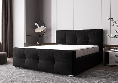 Verona Idee Polsterbett Roma 5 Farben mit Lattenrost 3 Größen 120 140 oder 160 Komfort Bettkasten Schwarz 140cm X 200cm von Generic