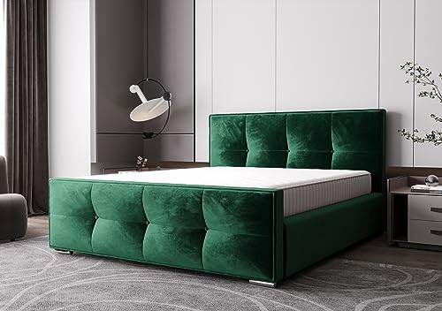 Verona Idee Polsterbett Roma 5 Farben mit Lattenrost 3 Größen 120 140 oder 160 Komfort Bettkasten Grün 160cm X 200cm von Generic