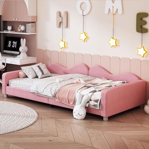 Polsterbett Schlafsofa mit Rückenlehne und Armlehnen – Weiches multifunktionales Bettgestell mit Lattenrost, ideal als Einzelbett oder gemütliches Gästebett für kleine Räume Polsterbett Schlafsofa mit Rückenlehne und Armlehnen – Weiches multifunktionales Bettgestell mit Lattenrost, ideal als Einzelbett oder gemütliches Gästebett für kleine Räume von Generic