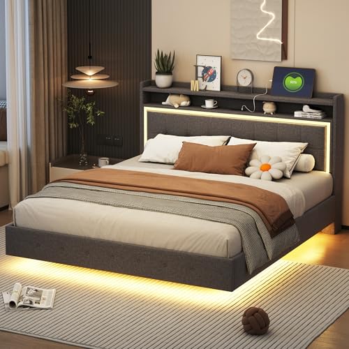Polsterbett mit USB-Steckdose und LED-Licht Doppelbett Bett kann am Kopfende des Bettes platziert Werden verstecktes Fußdesign Familienbett für Erwachsene Jugendliche Gästebett Grau 160x200 cm Polsterbett mit USB-Steckdose und LED-Licht Doppelbett Bett kann am Kopfende des Bettes platziert Werden verstecktes Fußdesign Familienbett für Erwachsene Jugendliche Gästebett Grau 160x200 cm von Generic
