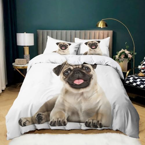 Polychromatisch Bettbezug Mops mit heraushängender Zunge Bedruckter Bettbezug Für Paar Teen Weiche Tagesdeck 135 x 200 cm Bettwäsche-Set mit 2 Kissenbezug 80 x 80 cm Polychromatisch Bettbezug Mops mit heraushängender Zunge Bedruckter Bettbezug Für Paar Teen Weiche Tagesdeck 135 x 200 cm Bettwäsche-Set mit 2 Kissenbezug 80 x 80 cm von Generic