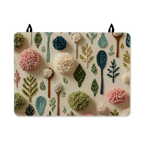 Pom Pom Herdabdeckung für Elektroherd, natürliches böhmisches Blattlöffel, Frühlingsgrün, wasserdicht, flache Oberseite, elektrische Schutzmatte, Heimdekoration, 71,1 x 50,8 cm von Generic
