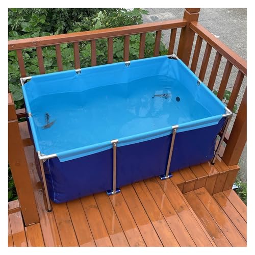 Pool Aufstellbecken Aus Segeltuch, Fischteich, Faltbarer Fischteich Mit Ablassventil, Tragbares Aquarium for Den Innenbereich, Temporäres Haltebecken for Schwimmen(2 * 1 * 0.8m) von Generic