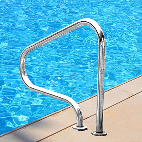 Pool-Handlauf , Pool-Handlauf, an Deck montierte Geländer, 3-Bend-Schwimmbad-Sicherheitshandläufe, Pool-Halteleiter mit perfektem Griff, für den Einstieg in den Pool, Silber von Generic