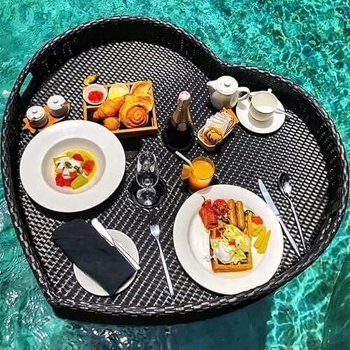 Pool-Tabletttisch, schwimmendes Tablett for den Pool, wasserfestes Frühstückstablett, ideal for Wasseraktivitäten im Freien und Entspannung im Whirlpool, Getränkehalter(Black1,80 * 80cm) von Generic