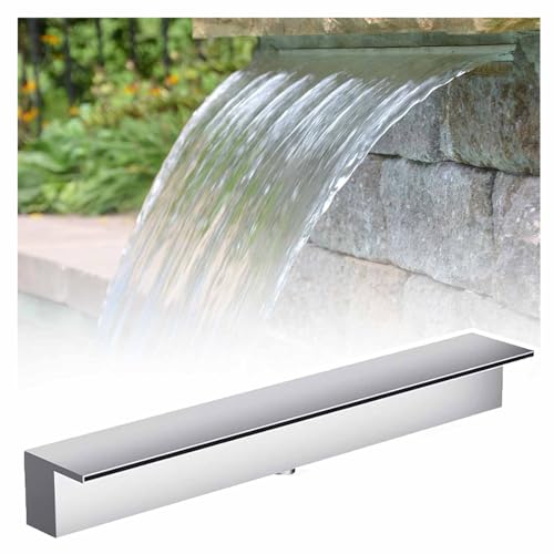 Poolbrunnen Aus Edelstahl 304, Silberfarben Wasserfall-Überlauf Für Garten, Terrasse Und Steingarten(Stainless,Outlet 20cm(7.9in)) von Generic