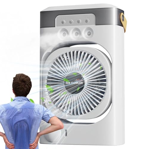 Portable Air Cooler - Silent Air Conditioning Fan, Desktop | 3-Gang Luftnebel, Luftbefeuchter mit mehrfarbigen LEDs, 120° verstellbarer Winkel für chambr von Generic