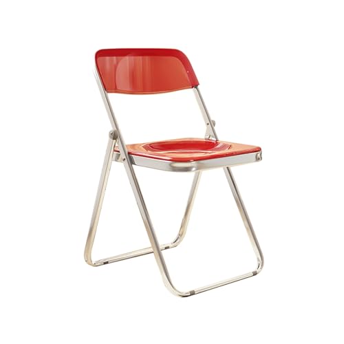 Portable Folding Chair - Stackable Collapsible Plastic Chair with Electroplated Steel Frame - Indoor / Outdoor Use - Durable Red Metal Folding Chairs von Generic