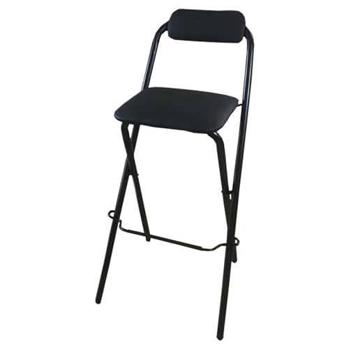 Portable Folding Kitchen Stool with Backrest and FootrestCushioned Bar Chair for Picnics Garden Parties and OfficesSeat Height: 65cm/25.6in von Generic