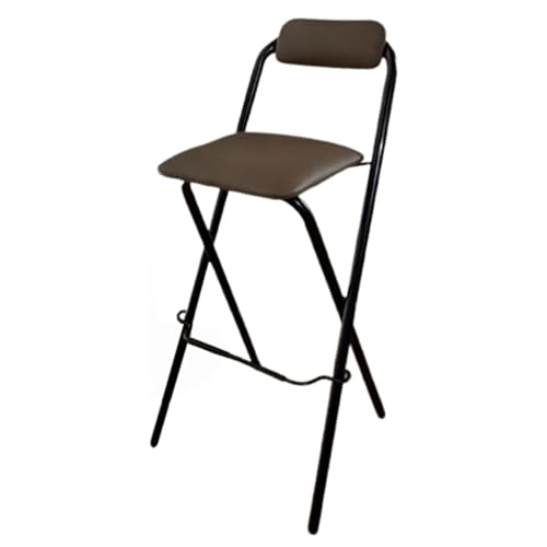 Portable Folding Kitchen Stool with Backrest & FootrestCushioned Bar Chair for Picnics Garden Parties & OfficesSeat Height: 70cm/27.5in von Generic