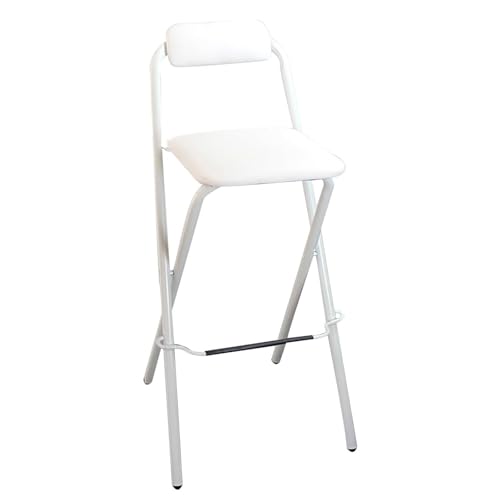 Portable Folding Kitchen Stool with Backrest & FootrestPadded Bar Chair for Picnics Garden Parties & OfficesSeat Height: 65cm/25.6in. von Generic