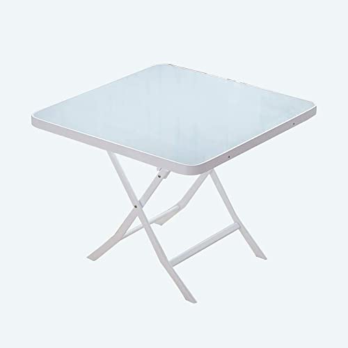 Portable Folding Table for Outdoor Camping Square Dining Table/Coffee Table/Leisure Table/Negotiation Table Tempered Glass Tabletop (Color: A Size: 70x73cm) von Generic