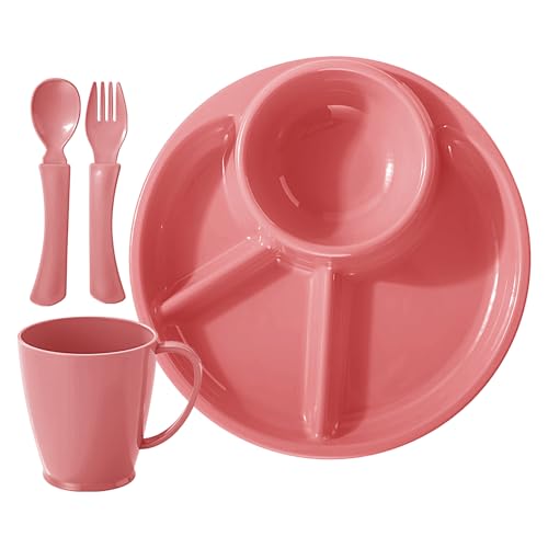 Portion Kontrolle Teller,Unterteilte Teller Zur Portionskontrolle | 4-Fach Unterteiltes Ovales Design Mit Besteck Und Trinkbecher Für Obst Fleisch Dessert Getreide Portion Kontrolle Teller,Unterteilte Teller Zur Portionskontrolle | 4-Fach Unterteiltes Ovales Design Mit Besteck Und Trinkbecher Für Obst Fleisch Dessert Getreide von Generic