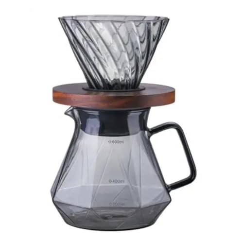 Pour Over Kaffeebereiter, 600 ml Borosilikat Glaskanne Set, Walnusshenkel, Kaffeemaschine filter, Restaurant und Camping, 1 bis 3 Tassen von Generic