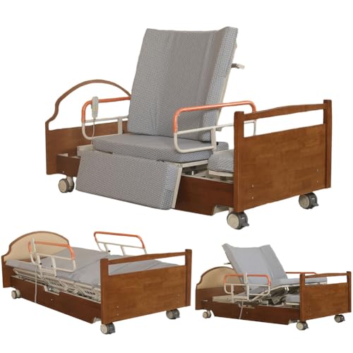 Premium-Krankenbett mit 8 Funktionen und Drehfunktion, vollelektrisches Krankenhausbett mit seitlicher Neigung, bewegliche Pflegehilfe bis zu 530 Pfund (81,1 x 41,73 x 18,9 Zoll) von Generic