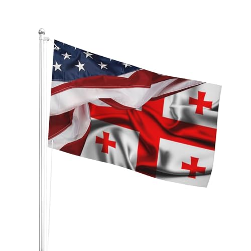 Premium Premium Flagge 90X150Cm Amerikaner Und Georgier Gartenfahne Uv-Beständig Pride Flag Für Party, Hinterhof, Balkon Premium Premium Flagge 90X150Cm Amerikaner Und Georgier Gartenfahne Uv-Beständig Pride Flag Für Party, Hinterhof, Balkon von Generic