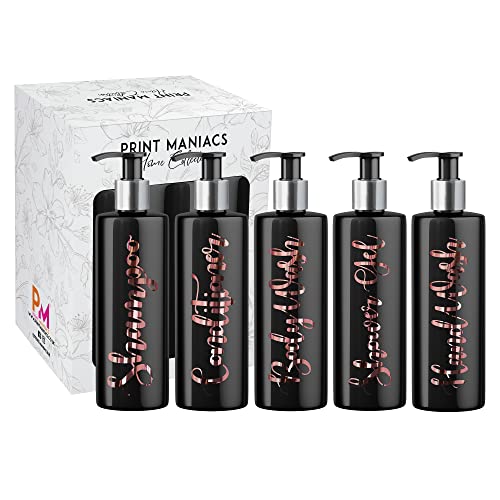 Print Maniacs Mrs Hinch inspirierte schwarze personalisierte Spender-Flaschen Set 5 (Roségold) von Generic