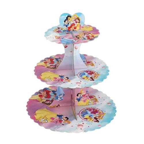 Prinzessinnen-Cupcake-Ständer, 3 Etagen, Prinzessinnen-Motto, Geburtstagsparty, Zubehör für Mädchen, Babyparty, Party-Dekoration von Generic