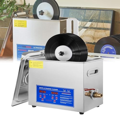 Professionelle 6l Ultraschall-schallplattenreinigungsmaschine - Reinigen Sie 1-6 Schallplatten Auf Einmal - Kommerzieller Ultraschallreiniger Mit Korb Und Feinmaschiger Kugel - 40khz 180w - von Generic