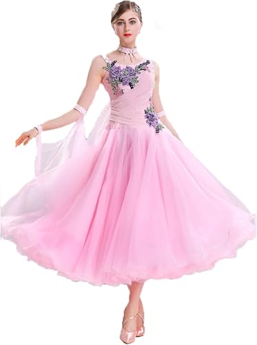 Professionelles Gesellschaftstanzkleid Walzer Tango Wettbewerb Kostüm Ärmellos Moderne Standard Tanz Performance, Pink, XXL Professionelles Gesellschaftstanzkleid Walzer Tango Wettbewerb Kostüm Ärmellos Moderne Standard Tanz Performance, Pink, XXL von Generic