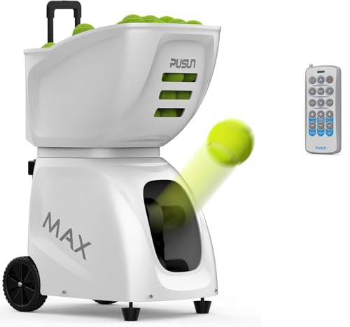 Pt-Max C Tenniskugelmaschine | Smart Launcher mit App & Remote | Einstellbare Geschwindigkeit & Spin | Multi-Spot-Programmierung | Hohe Kapazität | Lange Akkulaufzeit | Tragbares Design | Al von Generic