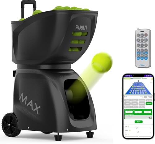 Pt-Max C Tenniskugelmaschine | Smart Launcher mit App & Remote | Einstellbare Geschwindigkeit & Spin | Multi-Spot-Programmierung | Hohe Kapazität | Lange Akkulaufzeit | Tragbares Design | Al von Generic