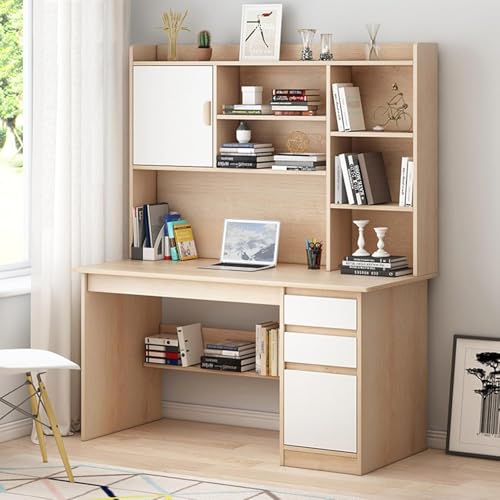 Qhome Computertisch Aus Holz Mit Bücherregal Und Schrank, Großer Schreibtisch Für Das Home Office Mit Schublade Und Ablagefach, Moderner Laptop-pc-Schreibtisch, A, 120x45x165cm(47x18x65inch) von Generic