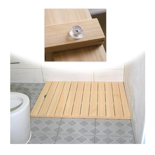 Quadratische Teakholz-Duschmatte Robuste, Langlebige Teakholz-Badematte Mit Duschfüßen Bequeme Duschmatte Mit Erhöhtem Podest Für Entspannung Im Spa, Drinnen Und Draußen(30x36in(76x91.4cm)) von Generic
