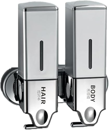 Quadratischer 3-Kammer-duschseifen-shampoospender Für Die Wandmontage - Kein Bohrflüssigkeitsspender Für Die Dusche - Modernes Badezimmerzubehör, Silver-2 Quadratischer 3-Kammer-duschseifen-shampoospender Für Die Wandmontage - Kein Bohrflüssigkeitsspender Für Die Dusche - Modernes Badezimmerzubehör, Silver-2 von Generic