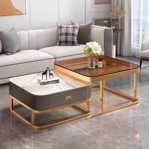 Quadratischer Kaffee Gold Set Von 2 Glas Kaffee Mit Metallrahmen Kaffee S Für Wohnzimmer Lagerung Kaffee Modernes Design Zuhause Einfache Montage Für Wohnzimmer Büro Schlafzimmer, Glod von Generic