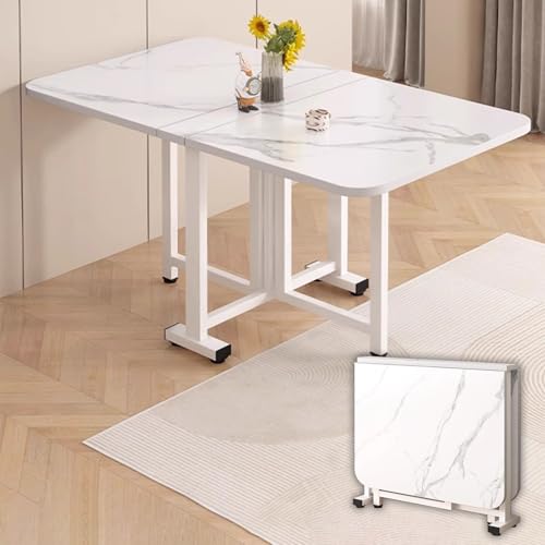 Quadratischer Küchentisch, Mobiler Esstisch Ausziehbar mit Rädern, Klapptisch, for Kleines Esszimmer, Platzsparend von Generic
