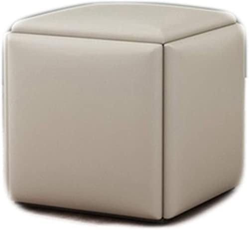 Quadratischer Lederhocker, Multifunktionswürfelstuhl Sofa Hocker Platzsparender Wohnzimmerkombinationshocker Aufbewahrung Fußhocker Mit Gepolstertem Sitz, Beige, Large von Generic