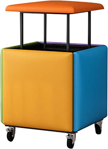 Quadratischer Lederhocker, Multifunktionswürfelstuhl Sofa Hocker Platzsparender Wohnzimmerkombinationshocker Aufbewahrung Fußhocker Mit Gepolstertem Sitz, Color, Small von Generic