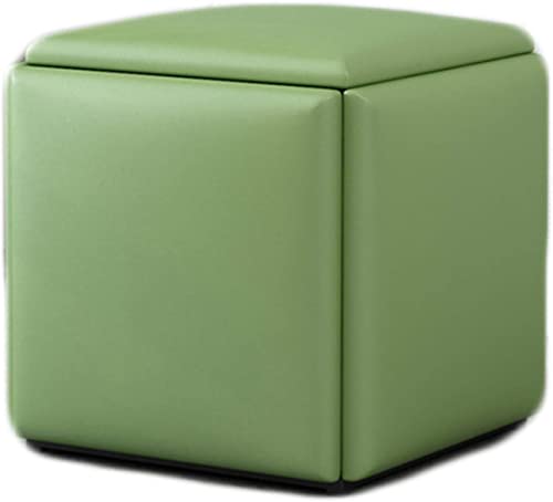 Quadratischer Lederhocker, Multifunktionswürfelstuhl Sofa Hocker Platzsparender Wohnzimmerkombinationshocker Aufbewahrung Fußhocker Mit Gepolstertem Sitz, Green, Large von Generic
