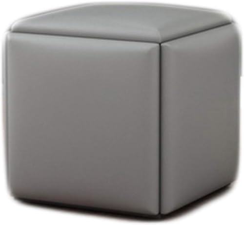 Quadratischer Lederhocker, Multifunktionswürfelstuhl Sofa Hocker Platzsparender Wohnzimmerkombinationshocker Aufbewahrung Fußhocker Mit Gepolstertem Sitz, Grey, Small von Generic