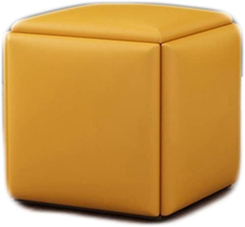 Quadratischer Lederhocker, Multifunktionswürfelstuhl Sofa Hocker Platzsparender Wohnzimmerkombinationshocker Aufbewahrung Fußhocker Mit Gepolstertem Sitz, Yellow, Small Quadratischer Lederhocker, Multifunktionswürfelstuhl Sofa Hocker Platzsparender Wohnzimmerkombinationshocker Aufbewahrung Fußhocker Mit Gepolstertem Sitz, Yellow, Small von Generic